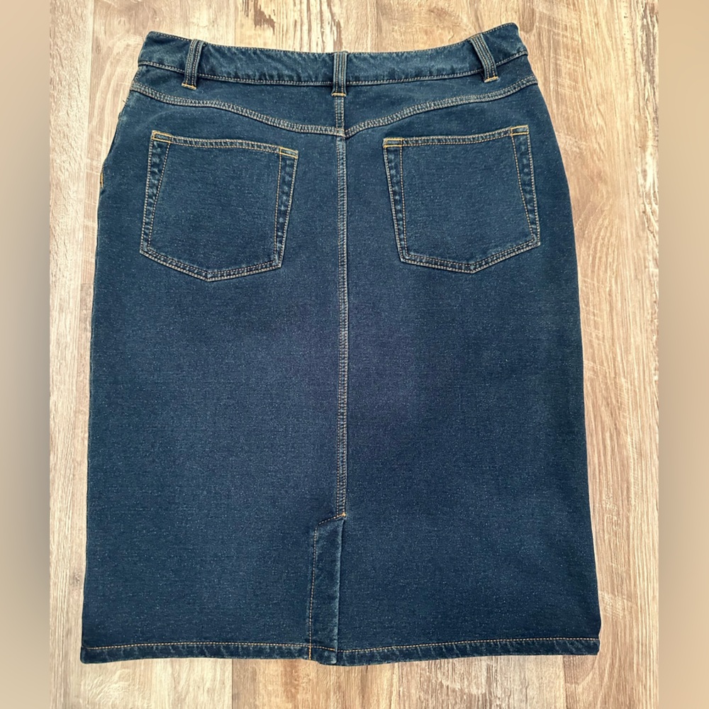 J. Jill Blue Cotton Mini Skirt Stretchy Neutral Versatile Spring Summer Sz 8 - Picture 3 of 9